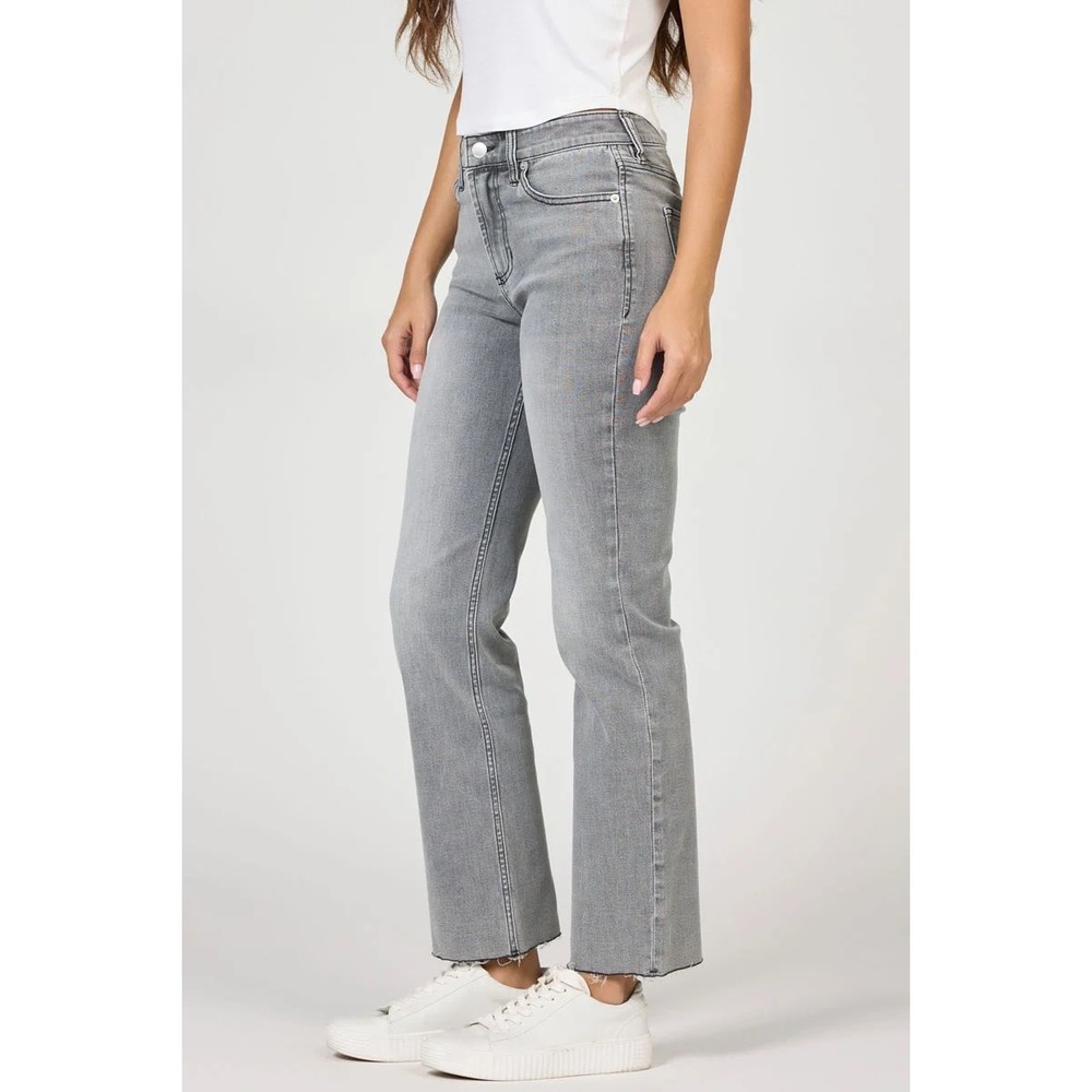 Dear John High Rise Faded Grey Raw Hem Straight Leg Crop Jeans Size 30 Edgy Chic